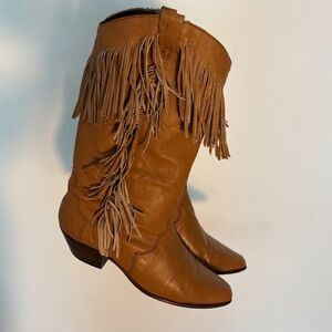 Vintage fringe cowboy boots slouchy western leather boots 7.5 Price